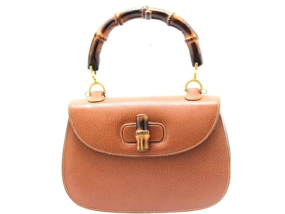 Gucci Shoulder Bag Bamboo Embossed Brown